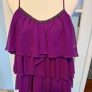Express Purple Beaded Tiered Camisole